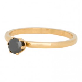 iXXXi Ring Crown Black Diamond Stone Goud R4205-1