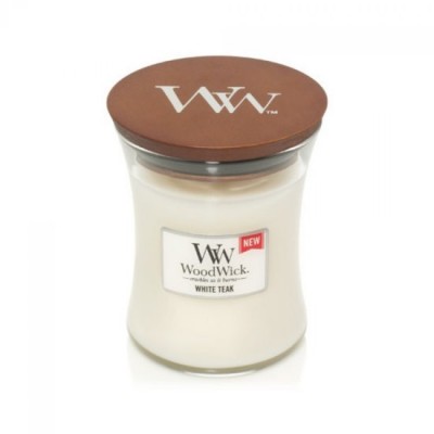 Woodwick White Teak Candle Medium