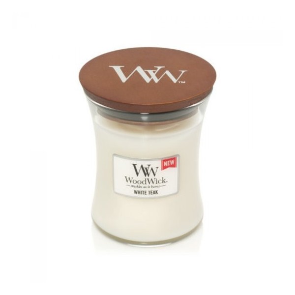 Woodwick White Teak Candle Medium