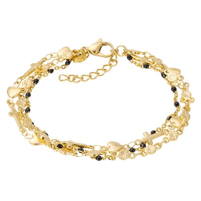 IXXXI Armband Ghana Black Beads Goud